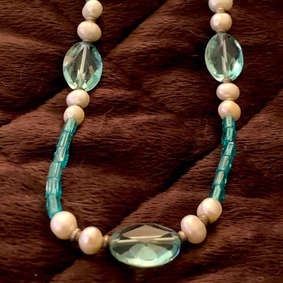 AQUAMARINE & PEARL NECKLACE - Picture 2 of 7